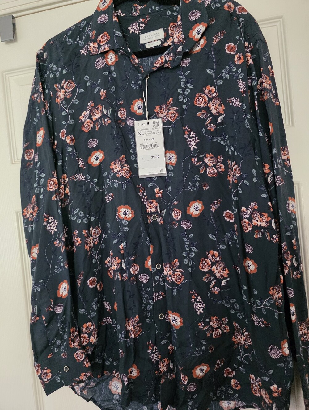 Zara Man Paisley Shirt Mens Long sleeve relaxed fit Floral Clubwear Size XL